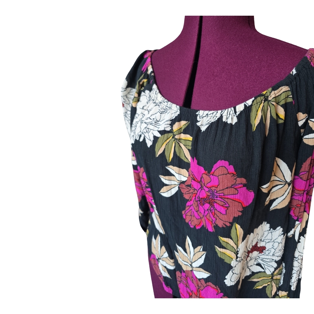 Billabong Mi Amore Floral Off-Shoulder Long Sleeve Blouse Size S Boho Tropical - Picture 8 of 10